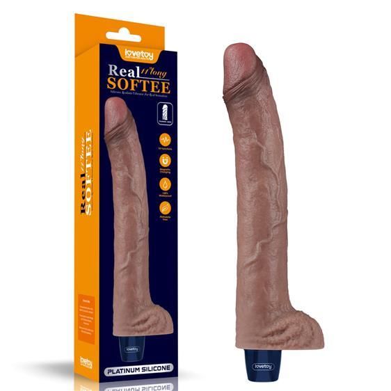 Вибратор - Real Softee Rechargeable Silicone Vibrating Dildo 11" Sex Aura