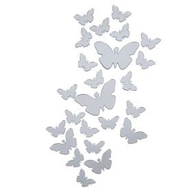 Дзеркальний декор акриловий самоклеючий Метелики срібло,25шт (D) SW-00002521