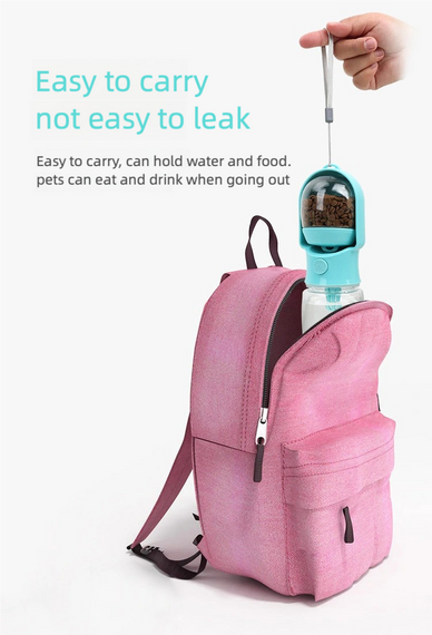 Дорожная Поилка Для Собак с Отсеком Для Корма 180 мл 2в1 Портативная Прогулочная Бутылочка 320 мл Розовая | Зображення 5