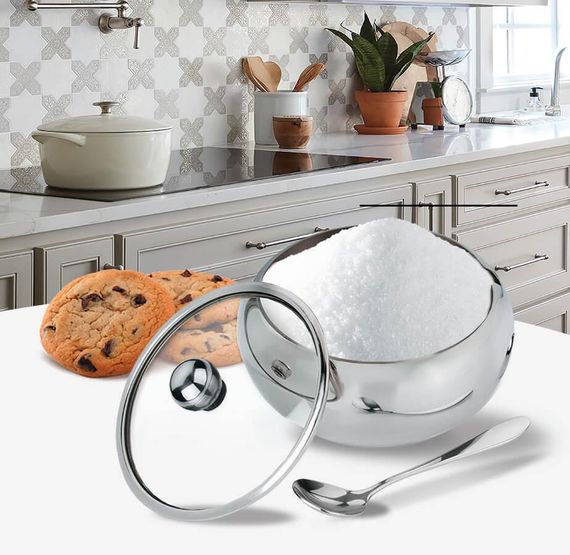 Сахарница металлическая с ложкой Маестро Maestro 460 мл MR-1696 | Зображення 1