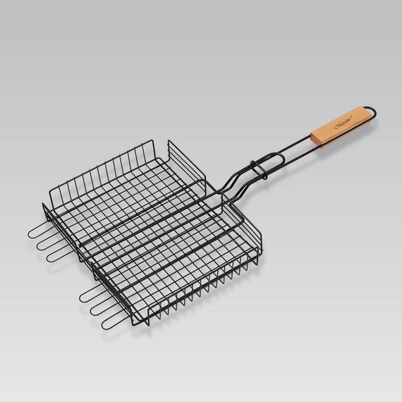 Решітка-гриль Maestro MR-1002, 25×30×5 см для мангала і барбекю з дерев'яною ручкою