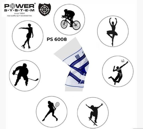 Наколінник Power System PS-6008 Knee Support Pro Blue/White (1шт.) L/XL | Зображення 6