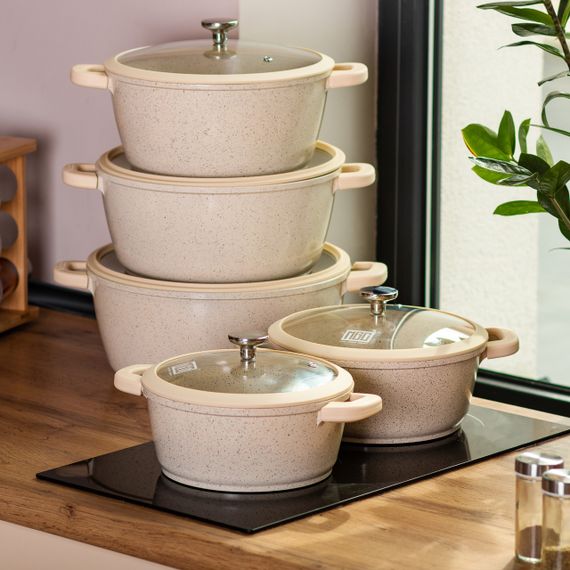 Набор из 5 кастрюль 2/3/4/5/6 л, толстое доно алюминиевые MGC | Зображення 5