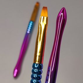 Прямая кисть Lilly Beaute №6 для роботы с гелем и полигелем (голубо-розовый)