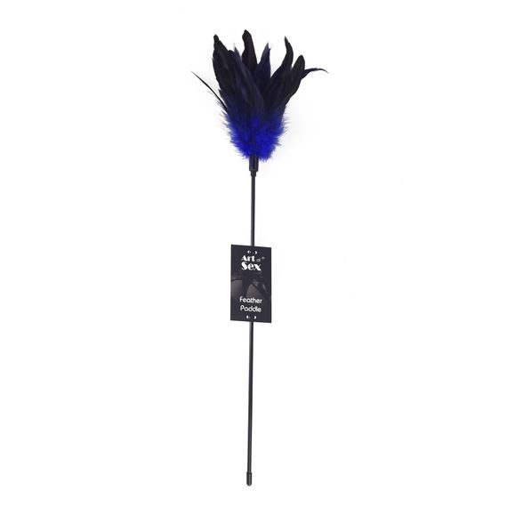 Щекоталка с пером петуха Art of Sex – Feather Paddle, синяя | Зображення 1