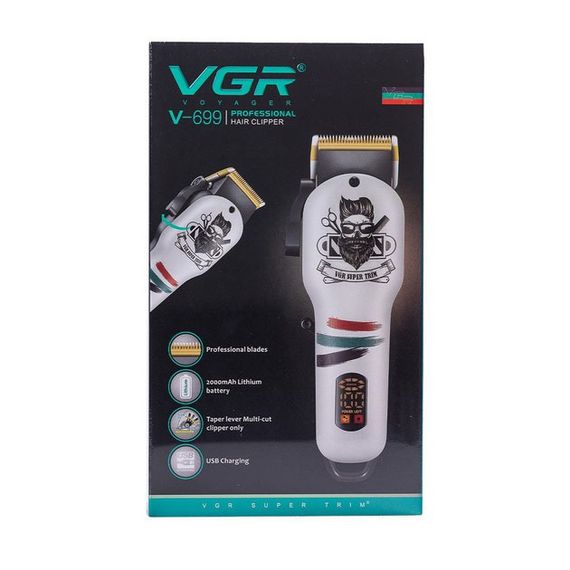 Машинка для стрижки волосся та бороди професійна VGR V-699 з насадками та LED дисплеєм. Колір: чорний | Зображення 9
