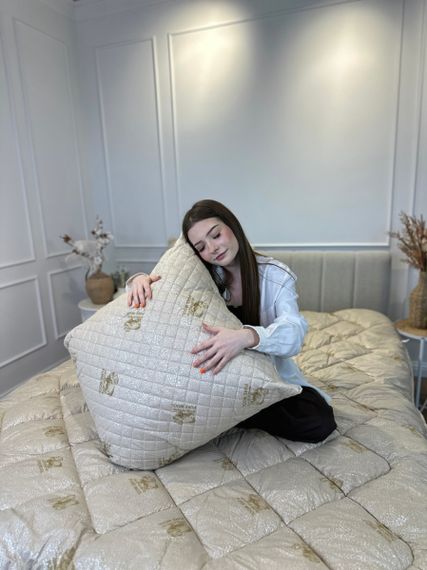 Подушка стеганая из эко овчины Leri Max Pure Wool 21506 50х50 см бежевая | Зображення 8