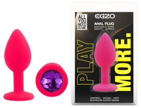 Силіконова анальна пробка EGZO - Silicone Pink Round Plug Purple, size S Sex Aura