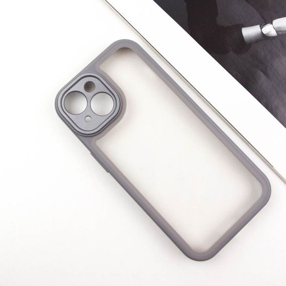 TPU чехол Transparent + Colour 1,5mm для Apple iPhone 14 (6.1") Grey | Зображення 1