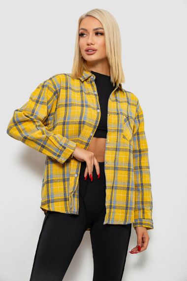 Сорочка жіноча в клітинку, колір жовтий, 244R1070-1 | Зображення 1