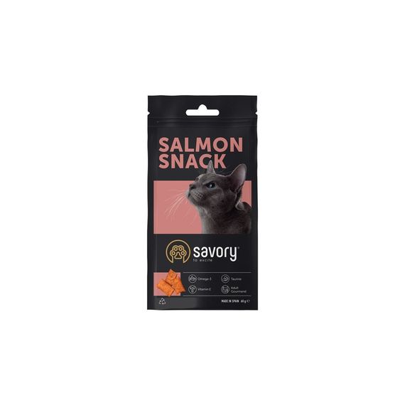 Хрумкі ласощі Savory Cats Snacks Pillows Gourmand with Salmon для дорослих вибагливих котів подушечки з лососем 60 г | Зображення 3