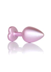 Анальна металева пробка Plug-Jewellery Pearl Pink Heart PLUG- Clear L