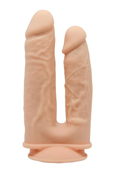 Фалоімітатор подвійний на присосці Dream ToysReal Love, термоактивний, бежевий Sex Aura | Зображення 1