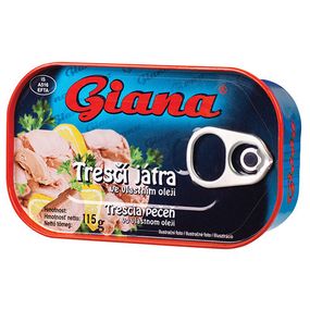 Консерва печень трески в собственном соку Gianna, 115г, Чехия
