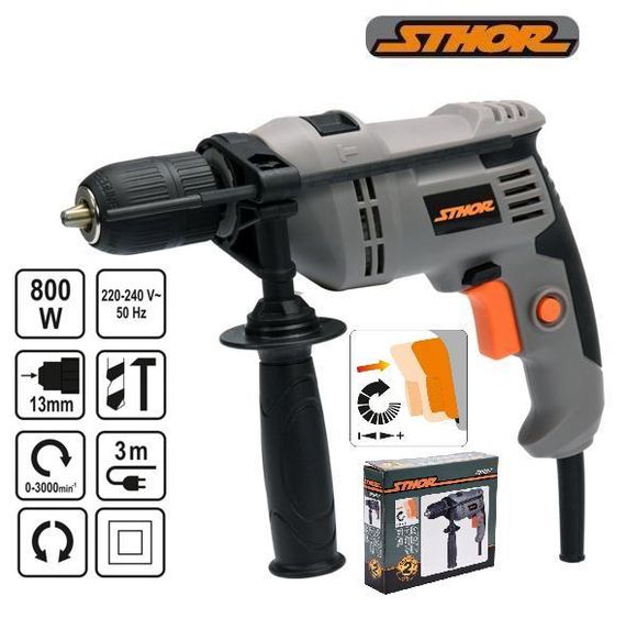 Дриль ударний Польща 800 Вт Ø≤13 мм STHOR-78997