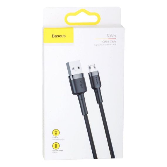 Кабель USB Baseus USB to Micro 2A 3m CAMKLF-H Колір Сiро-Чорний, G1 | Зображення 1