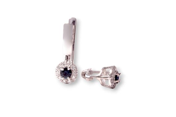 Серьги из белого золота с сапфирами и бриллиантами S-0354 | Зображення 1