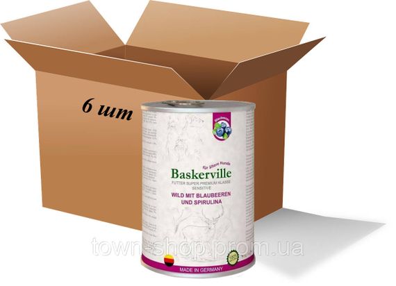 Влажный корм для собак Вaskerville с олениной, черникой и спирулиной, 400 г ( 6 шт. упаковка)