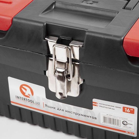 Ящик для інструментів з металевими замками 16" 396*216*164 мм INTERTOOL BX-1016 | Зображення 2