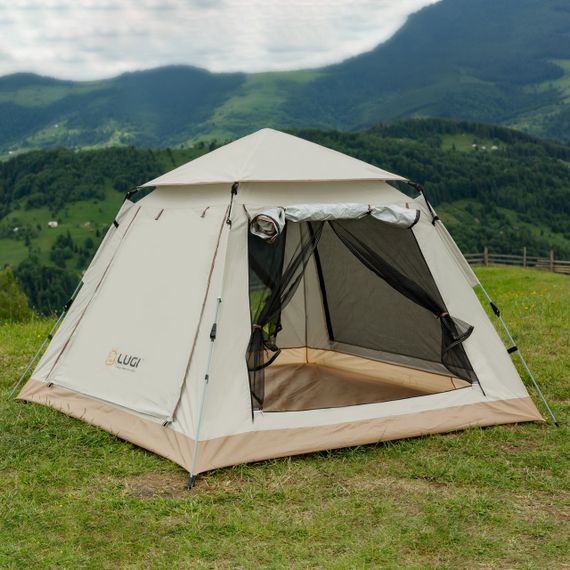 Палатка туристическая 2 человека 200*200*145 см бежевая