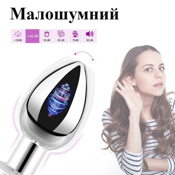 Черная металлическая анальная пробка с вибрацией и дистанционным управлением (USB) | Зображення 6