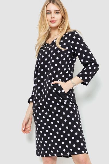 Платье свободного кроя в горох  цвет черный 230R17