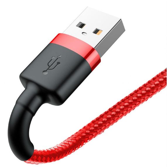 Дата кабель USB 2.0 AM to Lightning 1.0m Cafule 2.4A red+red Baseus (CALKLF-B09) | Зображення 1