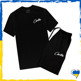 Комплект шорты Corteiz и футболка Corteiz. Комплект унисекс Черный, XS/S
