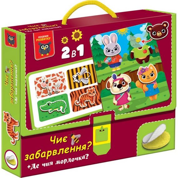 Детская развивающая игрушка "Чей окрас? Где чья мордочка?" VT1310-06 с липучками