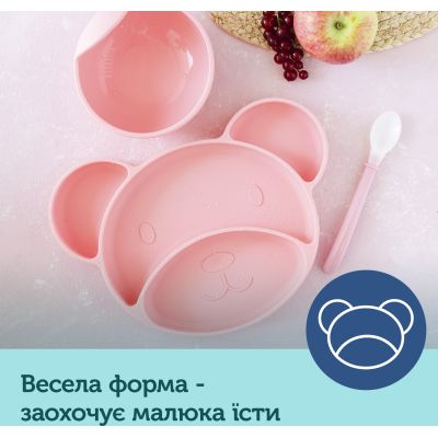 Тарелка детская Canpol babies Мишка на присоске Розовая (51/401_pin) | Зображення 7