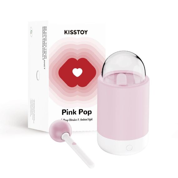 Вібратор-цукерка на паличці KISSTOY Pink Pop, зарядний кейс-нічник, 10 режимів вібрації sexstyle | Зображення 3