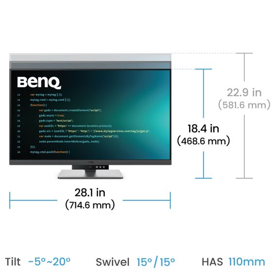 TFT 31.5" BenQ RD320U, 4K, IPS, 2хHDMI, DP, USB- C, USB-hub, HAS, Pivot, кол., сірий | Зображення 9