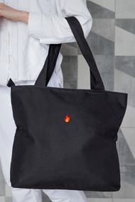 Жіноча сумка еко-шопер тканинна з принтом Fire Black