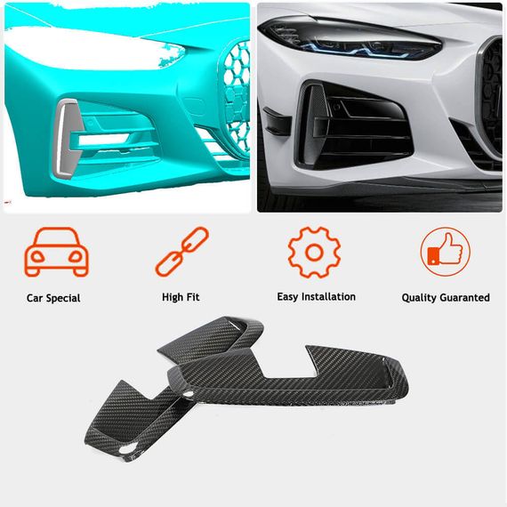 Накладки на передній бампер (для G22/G23 M-Sport, Карбон) для BMW 4 серія G22/23/26 2020- рр | Зображення 1