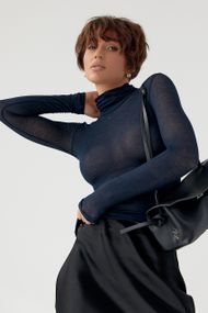 Напівпрозорий гольф у сітку - синій цвет, M (є розміри)