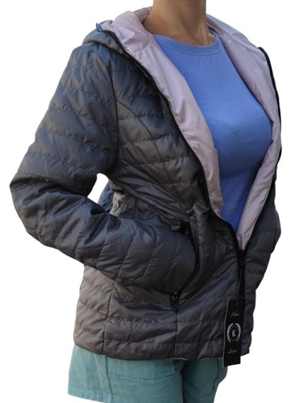 Куртка двостороння, арт.185, сірий / пудра