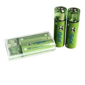 Комплект 2 акумулятора 1,5V 1500mаh з USB зарядкою від повербанка у вигляді батарейки FluCat Салатовий