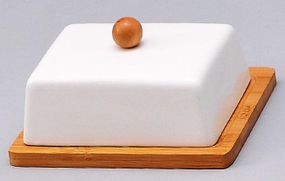 Маслянка Ceram-Bamboo фарфорова з бамбуковим блюдцем 14х12см