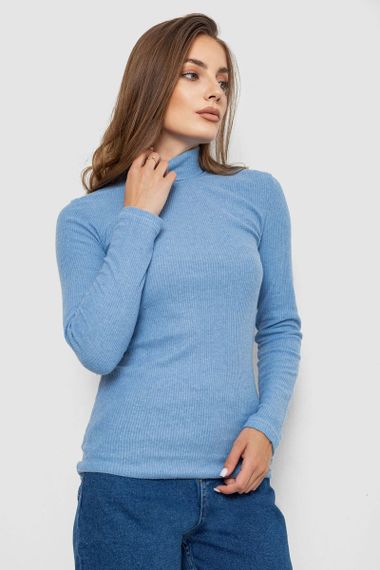 Гольф женский однотонный в рубчик, цвет голубой, 238R803 | Зображення 2