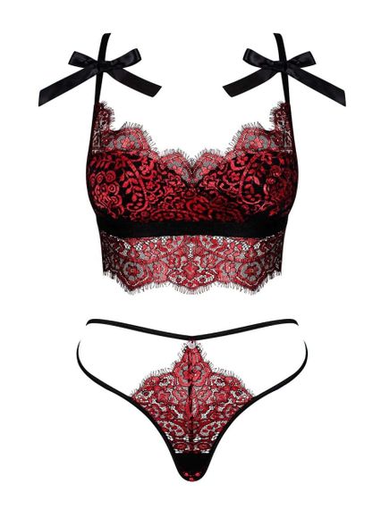 Комплект Obsessive Redessia set Черно-красный L/XL | Зображення 7