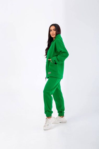 Женский теплый спортивный костюм на флисе худи и штаны NB23038 цвет зеленый, размер 50/52 | Зображення 2