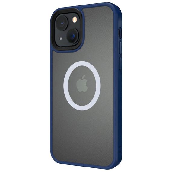 TPU+PC чохол Metal Buttons with MagSafe для Apple iPhone 13 (6.1") Синій / Navy Blue | Зображення 1