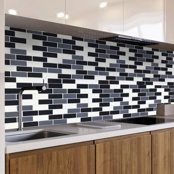 Самоклеюча поліуретанова плитка чорна сіра молочна цегла 305х305х1мм  (D) SW-00001329 | Зображення 9