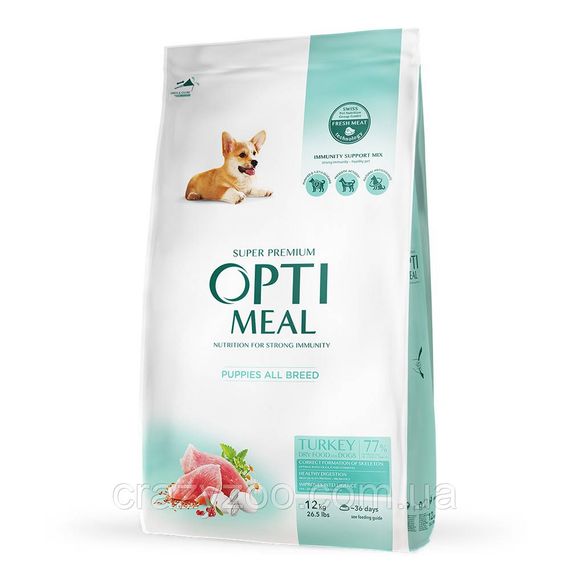 Сухий корм для цуценят всіх порід OptiMeal Puppy з індичкою 12 кг B1740301