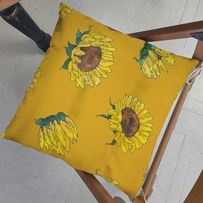 Подушка на стул с завязками Подсолнухи 40x40x4 см (PZ_23F026)