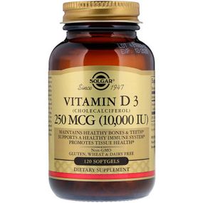 Витамин Solgar Витамин D3, Vitamin D3 (Cholecalciferol), 250 мкг, 10,000 М (SOL-35872) - Топ Продаж!