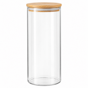 Скляна банка Bamboo GK-5222 для зберігання з бамбуковою кришкою 1300 мл Прозорий
