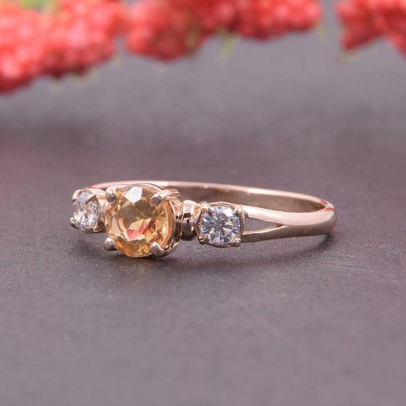 Кольцо из красного золота с цитрином 15.5 | Зображення 2