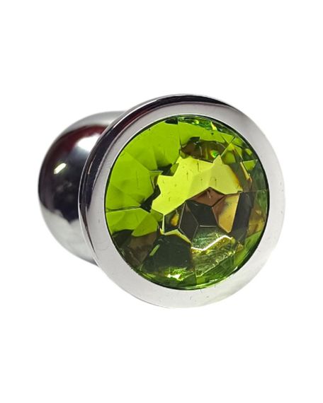 Металевий Анальна пробка Silver, light green crystal розмір М sexstyle | Зображення 1