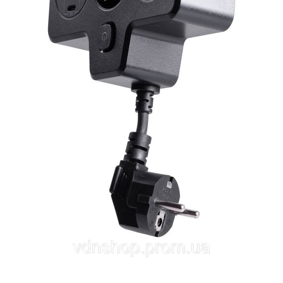 Мережевий фільтр на 2 євро розетки з 2 USB та 2 Type-C чорний HP-5-18 | Зображення 4